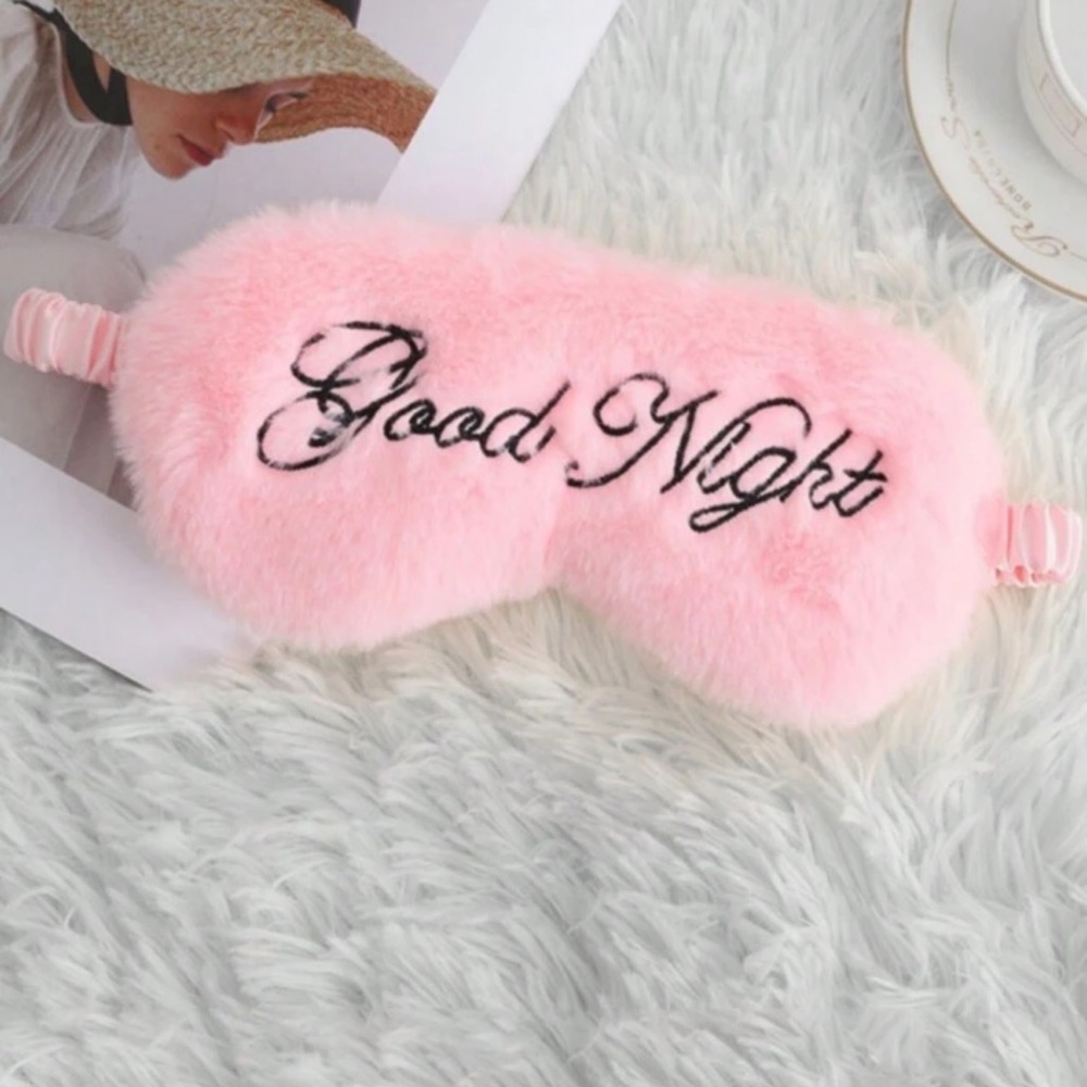 1pc Embroidered Plush Night Sleeping Eye Mask For Home, Travel, Plane,